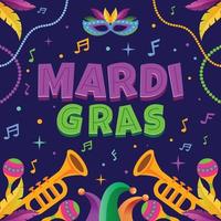 Mardi Gras with Music Instruments Background