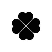 Four leaf clover icon. Black icon isolated on white background. Clover silhouette. Simple icon. Web site page and mobile app design vector element.