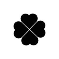 Four leaf clover icon. Black icon isolated on white background. Clover silhouette. Simple icon. Web site page and mobile app design vector element.