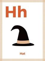 Alphabet card with letter H for children. Learning English vocabulary. Vector illustration