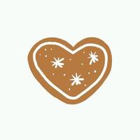 Isolated hand drawn Christmas heart shaped gingerbread cookie vector