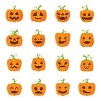 caras de calabaza de dibujos animados vector