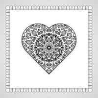 corazón dibujado a mano con mandala. decoración en ornamento étnico oriental doodle vector