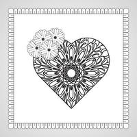 corazón dibujado a mano con mandala. decoración en el ornamento étnico oriental del doodle. vector