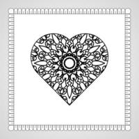 Hand drawn heart with mandala. decoration in ethnic oriental  doodle ornament vector