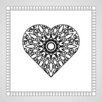 corazón dibujado a mano con mandala. decoración en ornamento étnico oriental doodle vector