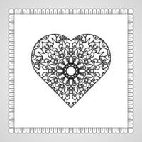 corazón dibujado a mano con mandala. decoración en ornamento étnico oriental doodle vector