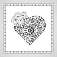 Hand drawn heart with mandala. decoration in ethnic oriental  doodle ornament. vector