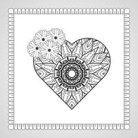 corazón dibujado a mano con mandala. decoración en el ornamento étnico oriental del doodle. vector