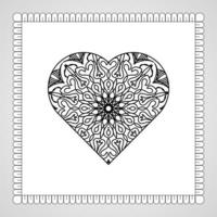 corazón dibujado a mano con mandala. decoración en ornamento étnico oriental doodle vector