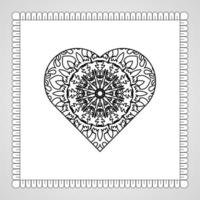 corazón dibujado a mano con mandala. decoración en ornamento étnico oriental doodle vector