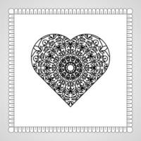 Hand drawn heart with mandala. decoration in ethnic oriental  doodle ornament vector