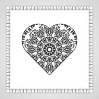corazón dibujado a mano con mandala. decoración en ornamento étnico oriental doodle vector