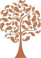 Dry Brown Autumn Creative Tree With Leaves vector