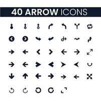 40 Arrow Icons Set. Arrow Icons Pack. Collection of Icons. Editable vector stroke.