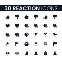 30 Reaction Icons Set. Reaction Icons Pack. Collection of Icons. Editable vector stroke.