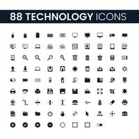 88 iconos de tecnología establecidos. paquete de iconos de tecnología. colección de iconos. trazo vectorial editable vector