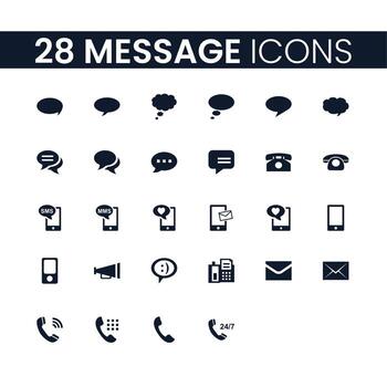 28 Message Icons. Message Icons Pack. Message Collection of Icons vector
