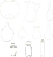 10 vases different elements for decoration vector