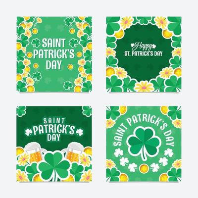 St. Patrick's Day Green Clover Social Media Posts