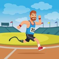 Paralympic Runner Compete in  Stadium vector