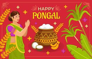 india hembra en la celebración pongal vector