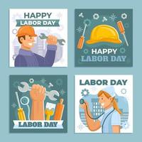 Set of Labors Day Social Media Post vector