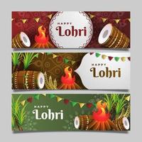 feliz conjunto de banners de lohri vector