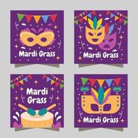 tarjeta de carnaval de mardi gras vector