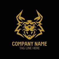 Golden wolf silhouette logo template vector