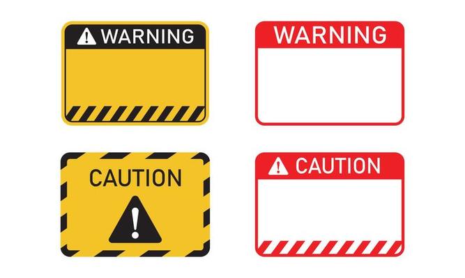 Blank label of warning and caution sticker template set. Suitable for design element of danger area warning, beware caution label, and information of risk sign.