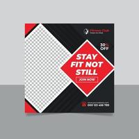 Gym and fitness social media post web banner square flyer template design vector