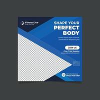 Gym and fitness social media post web banner square flyer template design vector