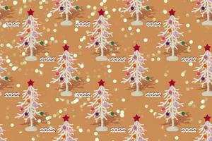 Christmas background, white fir tree with white numbers 2022. Seamless pattern on a colored background. photo