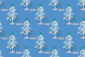 Christmas background, white fir tree with white numbers 2022. Seamless pattern on a colored background. photo