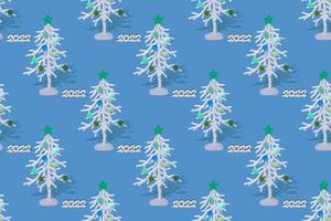 Christmas background, white fir tree with white numbers 2022. Seamless pattern on a colored background. photo