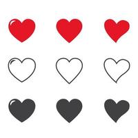 heart icons set, concept of love, linear icons thin line.