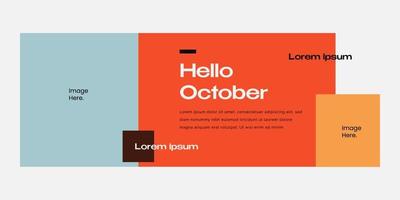 Hello october creative banner template, suitable for marketing tool and content media social vector