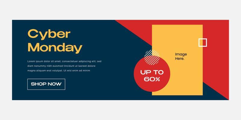 Simple cyber monday creative banner template, suitable for marketing tool and content media social