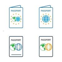 icono de vector de pasaporte internacional - viaje, embarque, aeropuerto, ilustración de vector de documento