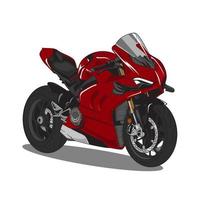 Ilustración vectorial de una motocicleta deportiva roja sobre fondo blanco.