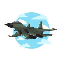 Military fighter jets isolated on white background. Vector illustration