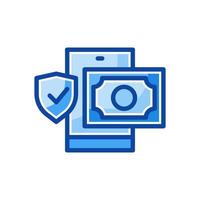 secure payment filled line style icon vector