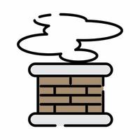 icono de chimenea en estilo de línea plana vector