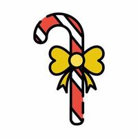 Candy Cane Icon Flat Line Style vector