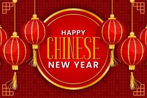 happy chinese new year background with red lantern vector