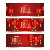 happy chinese new year background with red lantern vector