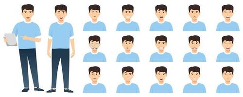 Businessman set an avatar set with different facial expression and emotion angry cry happy unhappy sad excited cheerful isolated vector