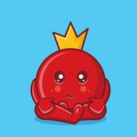 Cute grenade fruit mascot with sad gesture isolated cartoon in flat style vector