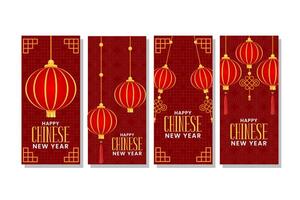 happy chinese new year background with red lantern vector